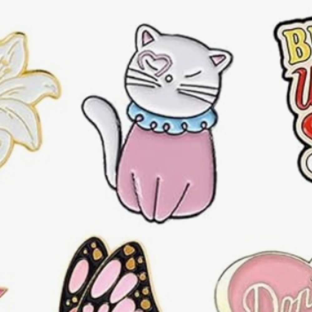 Pink Cat Enamel Pin - Cute Cat Accessory